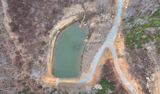 overhead aerial view of pond