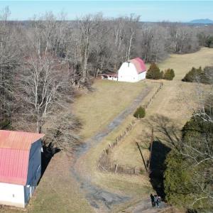 Arial view showing barns