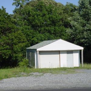 View of garage on property