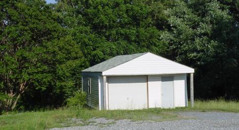View of garage on property